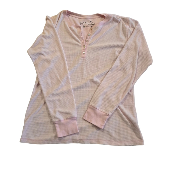 PJ Studio Pink Blue Cupcake Pajama Set Pink Top Drawstring Pants Women size L - Picture 4 of 16